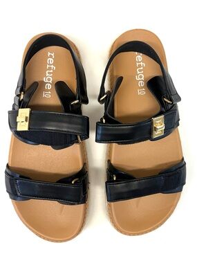 Refuge 10 Black Dual Strap Platform Sandals Size 10 - NWT